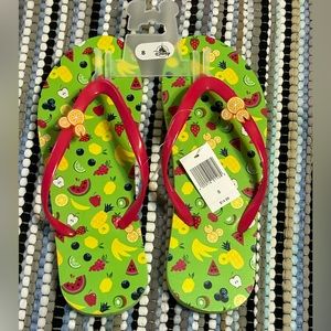 Disney Parks Neon Fruit Ladies Flip Flops Size 8 NWT